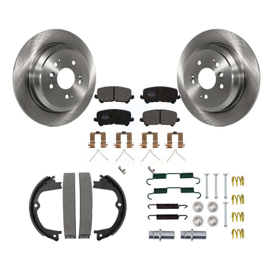 Rear Disc Rotors Semi-Metallic Pads Parking Shoes Hardware Kit For Honda Pilot Ridgeline K8F-105060