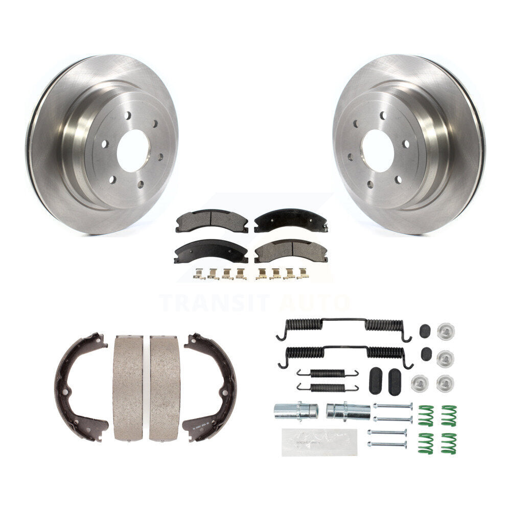 Rear Disc Rotors Semi-Metallic Pads Parking Shoes Hardware Kit For 16-19 Nissan TITAN XD K8F-105067
