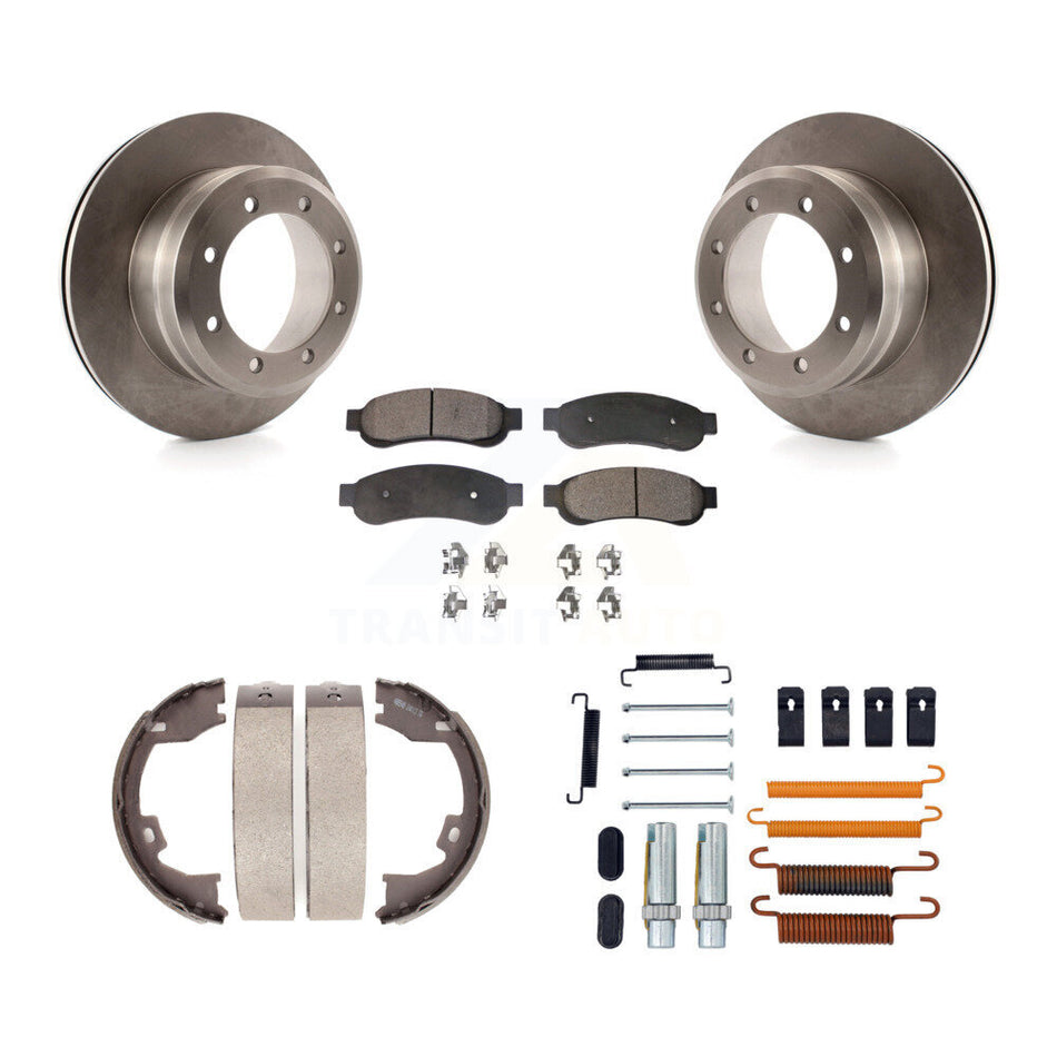 Rear Disc Rotors Semi-Metallic Pads Parking Shoes Hardware Kit For Ford F-350 Super Duty K8F-105072
