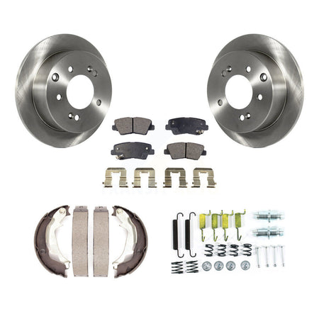 Rear Disc Rotors Semi-Metallic Pads Parking Shoes And Hardware Kit For 2010-2013 Kia Soul K8F-105073