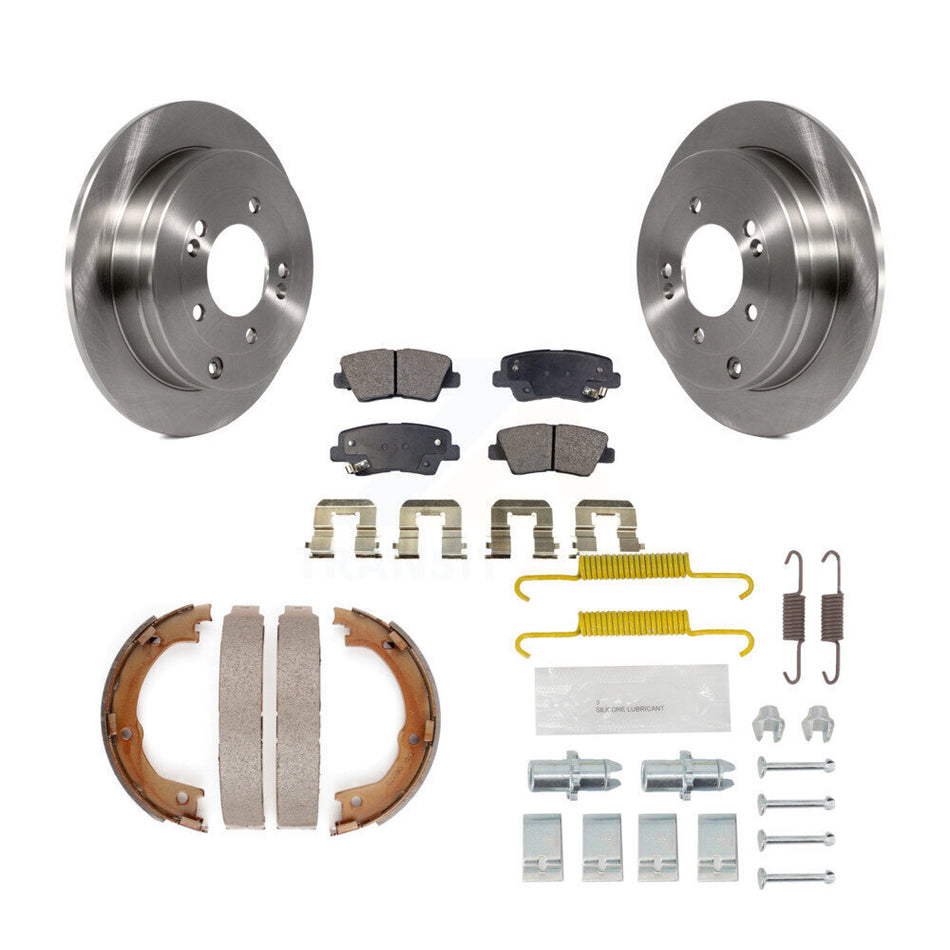 Rear Disc Rotors Semi-Metallic Pads Parking Shoes & Hardware Kit For 2007-2009 Kia Amanti K8F-105074