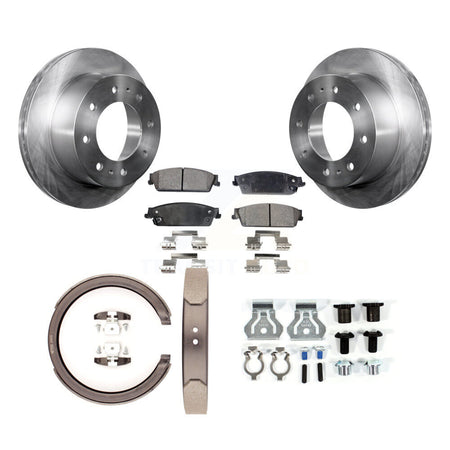 Rear Disc Rotors Semi-Metallic Pads Parking Brake Shoes And Hardware Kit For K8F-105079