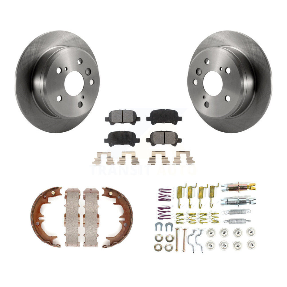 Rear Disc Rotors Semi-Metallic Pads Parking Shoes & Hardware Kit For Toyota Camry Solara K8F-105082