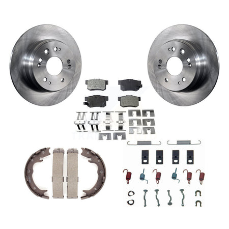 Rear Disc Rotors Semi-Metallic Pads Parking Shoes & Hardware Kit For 2002-2004 Honda CR-V K8F-105086