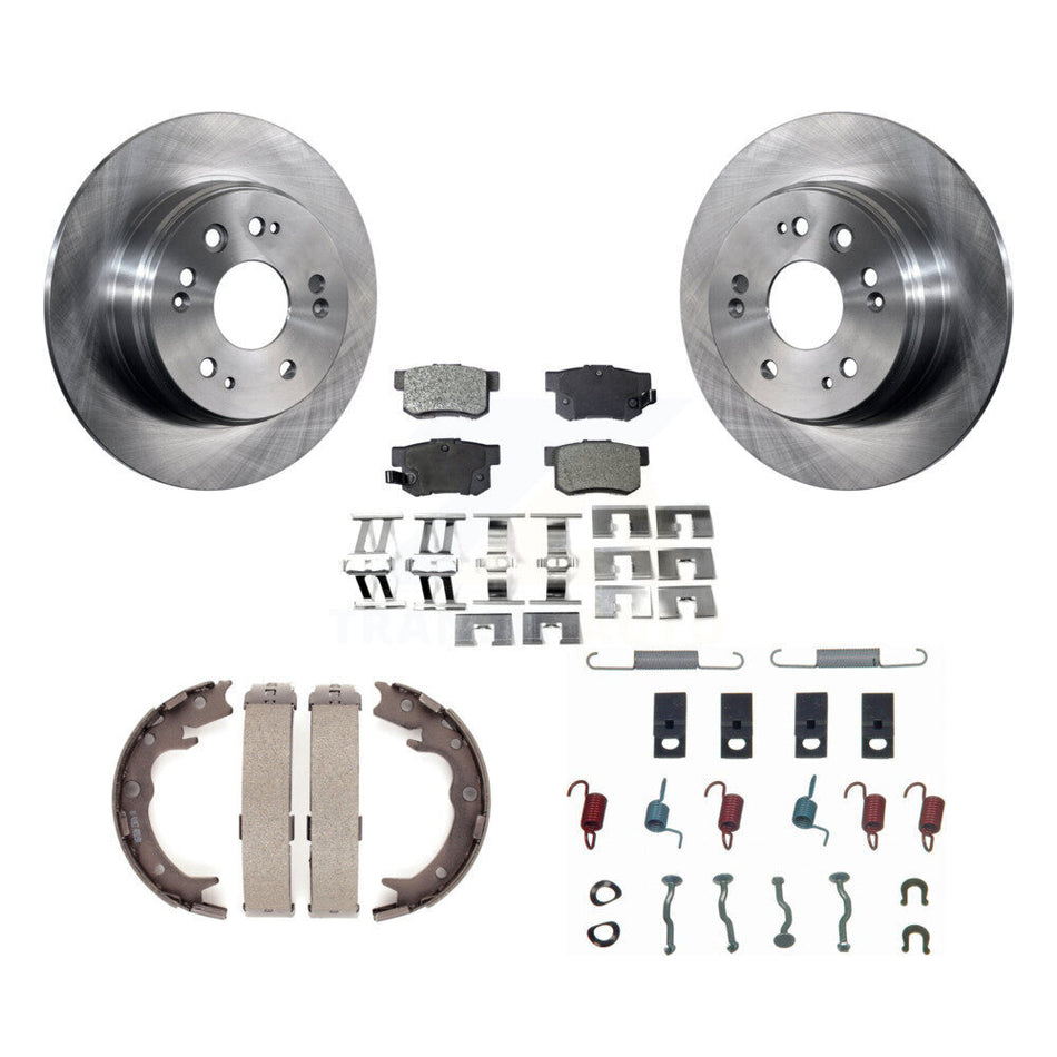 Rear Disc Rotors Semi-Metallic Pads Parking Shoes & Hardware Kit For 2002-2004 Honda CR-V K8F-105086