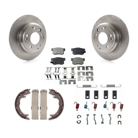 Rear Disc Rotors Semi-Metallic Pads Parking Shoes Hardware Kit For Honda Odyssey Acura RL K8F-105087