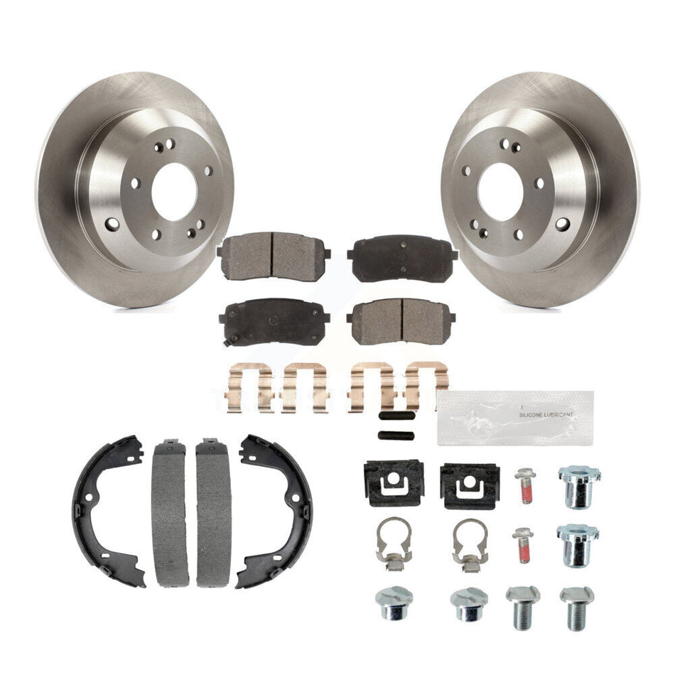 Rear Disc Rotors Semi-Metallic Pads Parking Brake Shoes And Hardware Kit For Kia Sedona K8F-105092