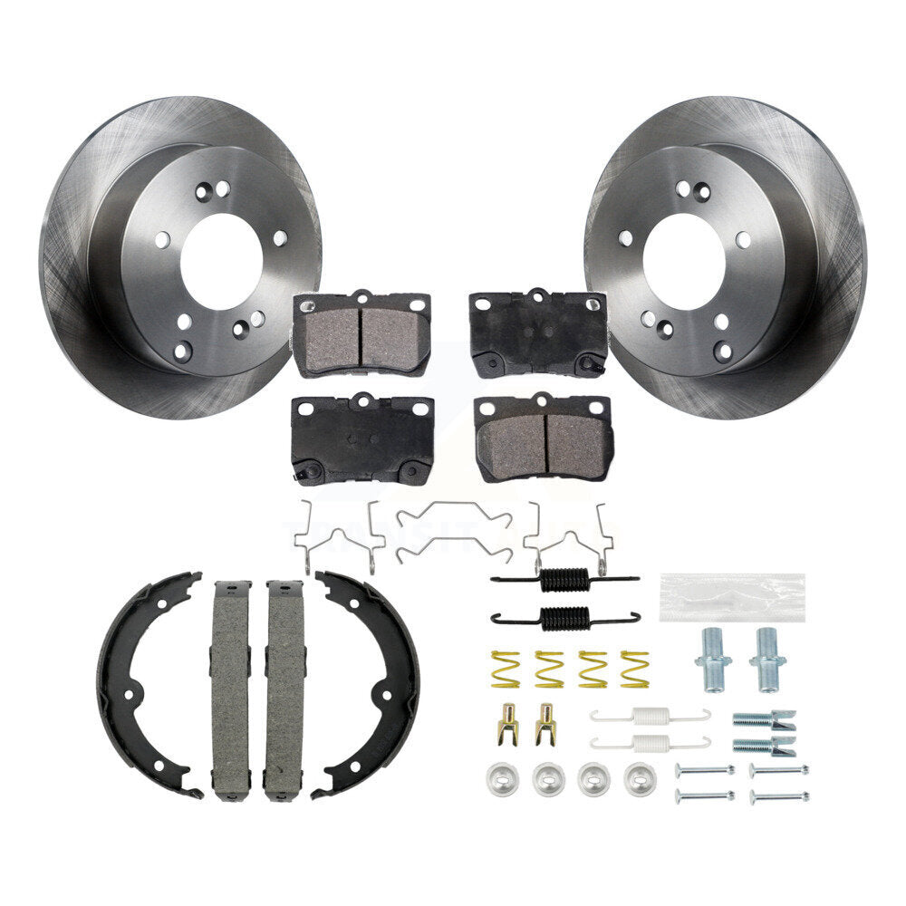 Rear Disc Rotors Semi-Metallic Pads Parking Brake Shoes And Hardware Kit For Lexus IS250 K8F-105093