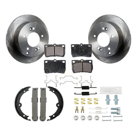 Rear Disc Rotors Semi-Metallic Pads Parking Brake Shoes And Hardware Kit For Lexus IS250 K8F-105093