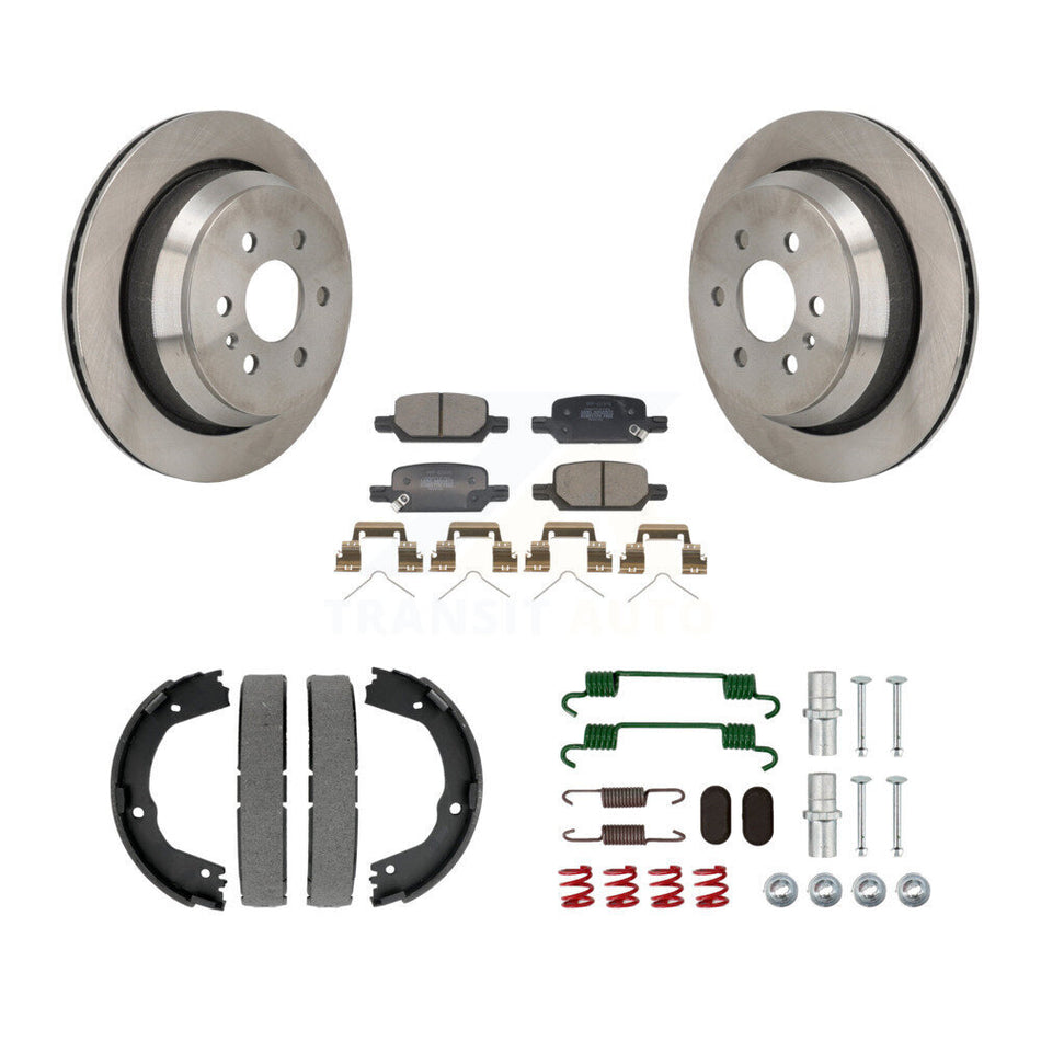 Rear Disc Rotors Semi-Metallic Pads Parking Shoes Hardware Kit For Chevrolet Colorado GMC K8F-105096