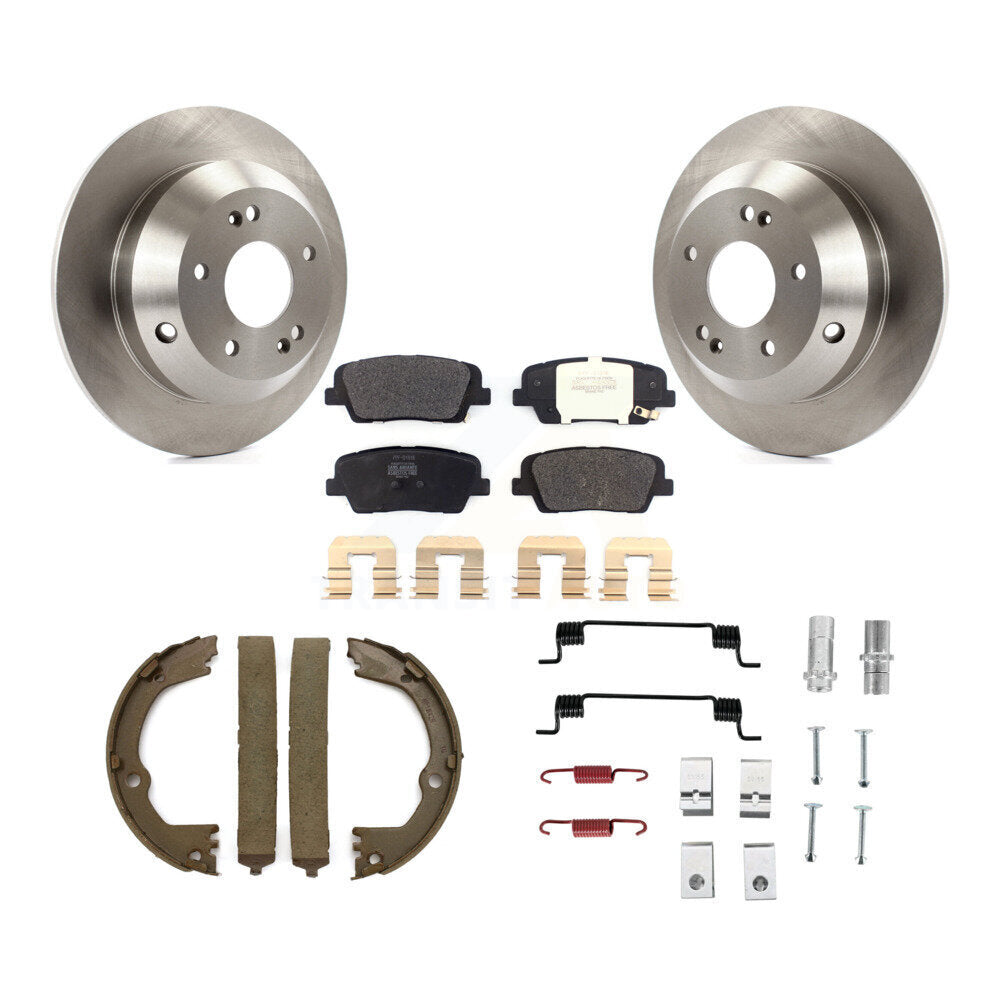 Rear Disc Rotors Semi-Metallic Pads Parking Shoes Hardware Kit For Hyundai Santa Fe Sport K8F-105097