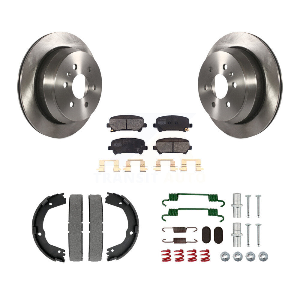 Rear Disc Rotors Semi-Metallic Pads Parking Shoes Hardware Kit For Chevrolet Colorado GMC K8F-105099