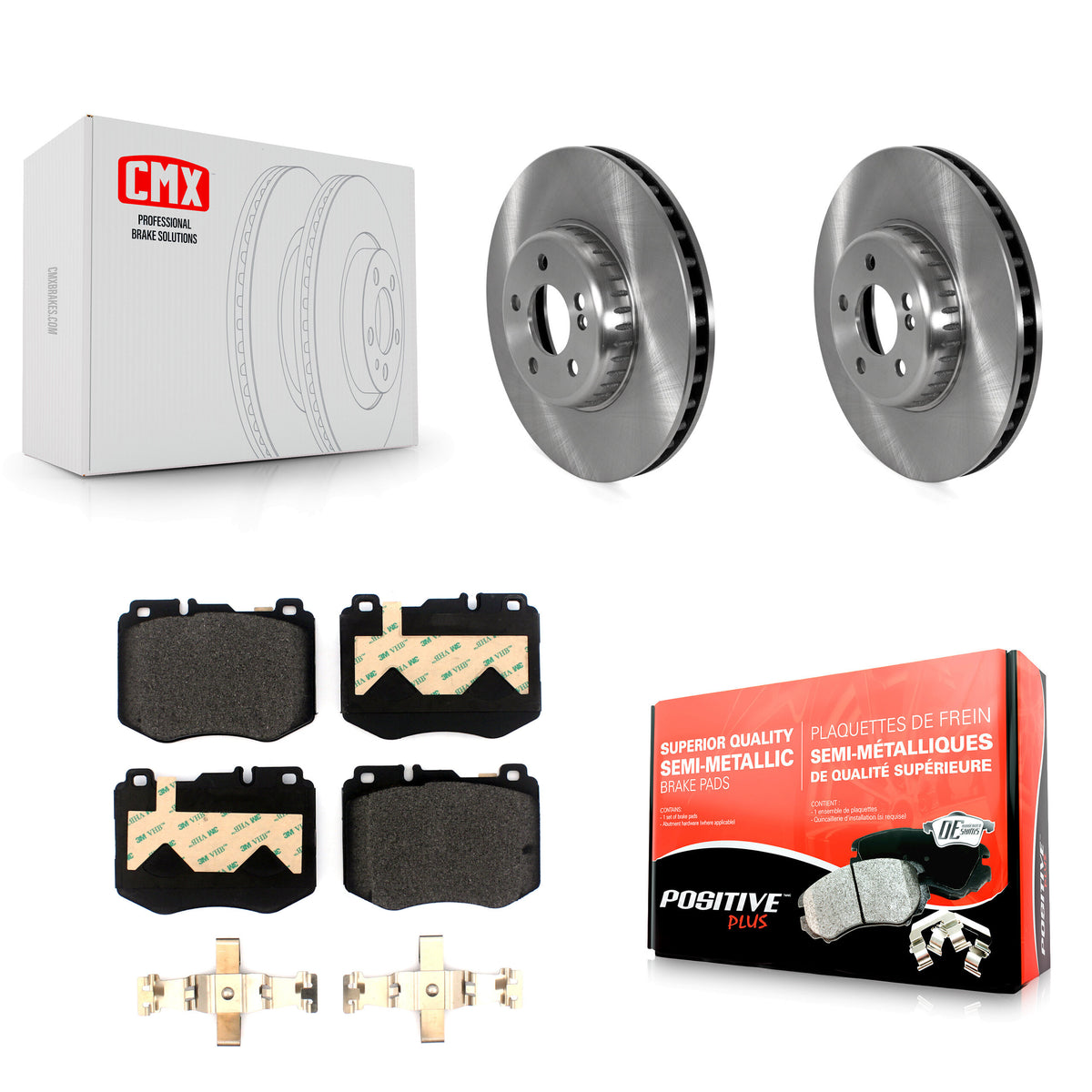 Front Disc Brake Rotor Semi-Metallic Pad Kit For Mercedes-Benz E300 Without Sport Package K8F-105140