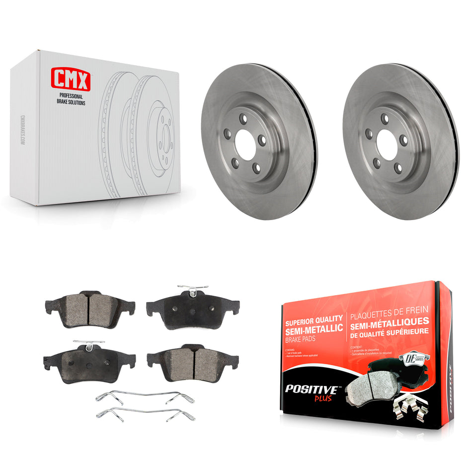 Rear Disc Brake Rotors Semi-Metallic Pad Kit For 2016 Jaguar XJ With Manual Parking K8F-105163