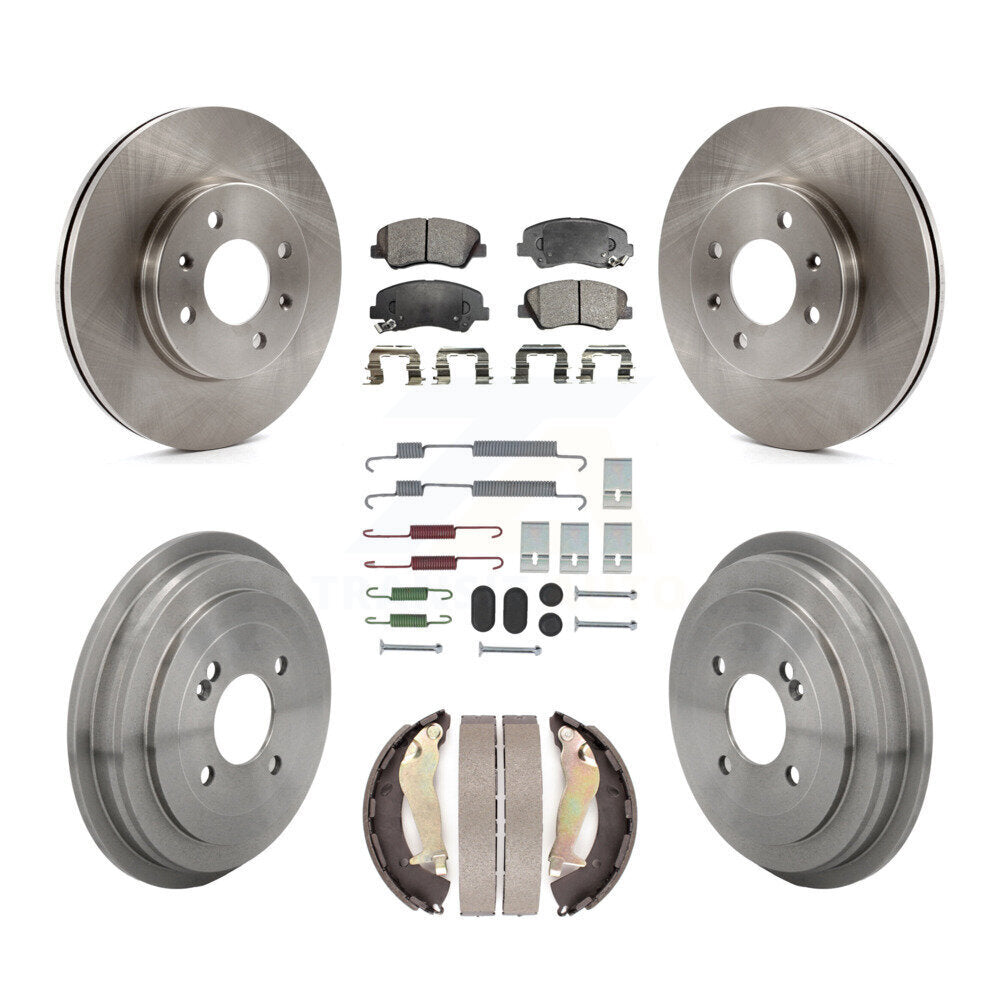 Front Rear Disc Brake Rotors Semi-Metallic Pads And Drum Kit (7Pc) For Kia Rio K8F-105263