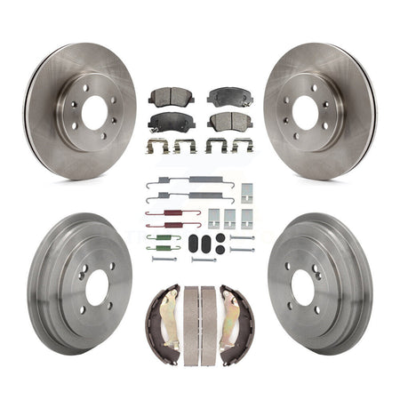Front Rear Disc Brake Rotors Semi-Metallic Pads And Drum Kit (7Pc) For Kia Rio K8F-105263