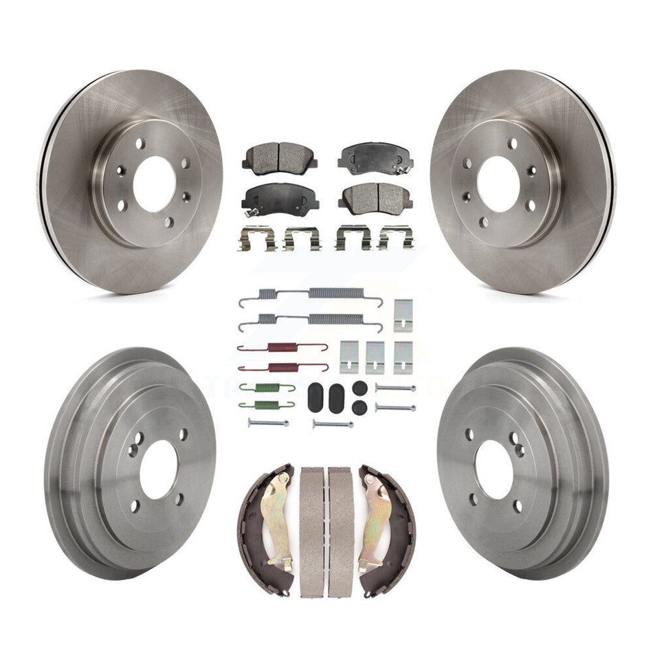 Front Rear Disc Brake Rotors Semi-Metallic Pads And Drum Kit (7Pc) For Kia Rio K8F-105263