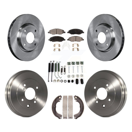 Front Rear Brake Rotor Semi-Metallic Pad Drum Kit (7Pc) For 2008 Nissan Versa 4-Wheel ABS K8F-105265