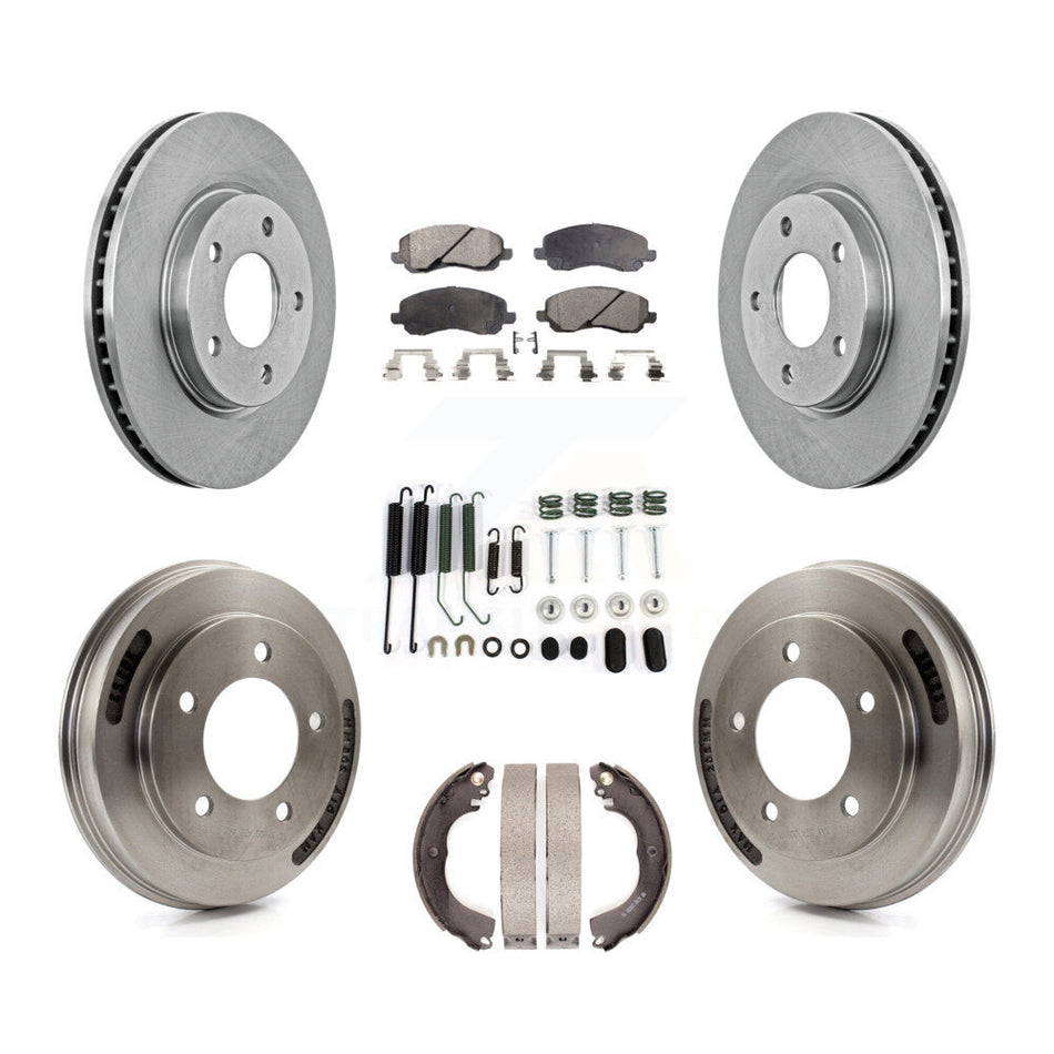 Front Rear Disc Brake Rotors Semi-Metallic Pads And Drum Kit (7Pc) For Mitsubishi Lancer K8F-105267