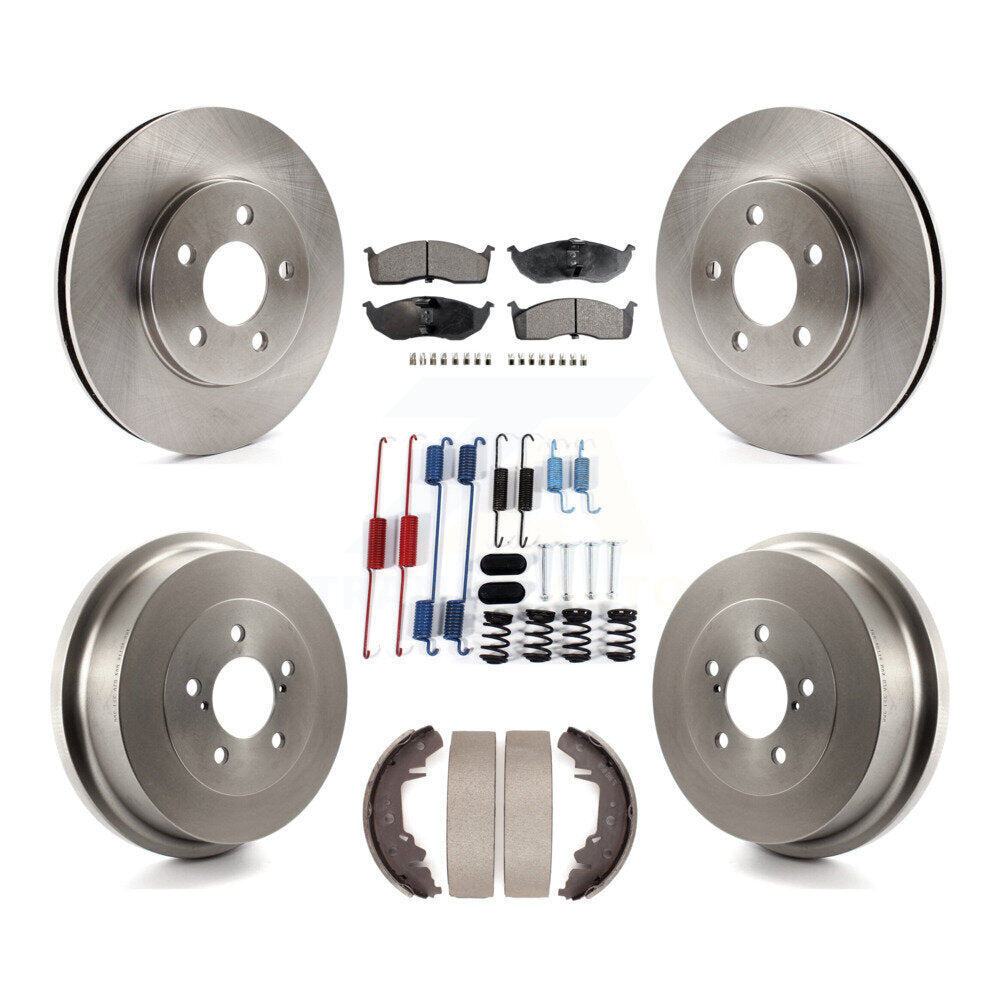 Front Rear Disc Brake Rotor Semi-Metallic Pad & Drum Kit (7Pc) For Chrysler Grand Voyager K8F-105269
