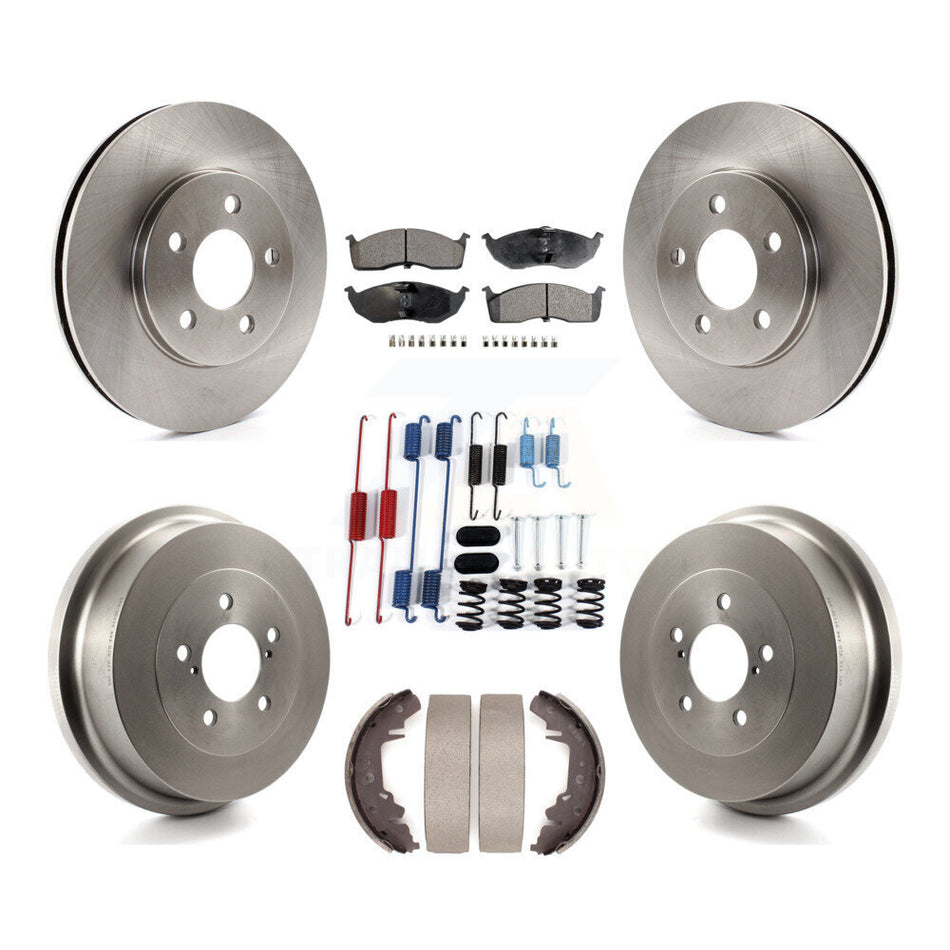 Front Rear Disc Brake Rotor Semi-Metallic Pad & Drum Kit (7Pc) For Chrysler Grand Voyager K8F-105269