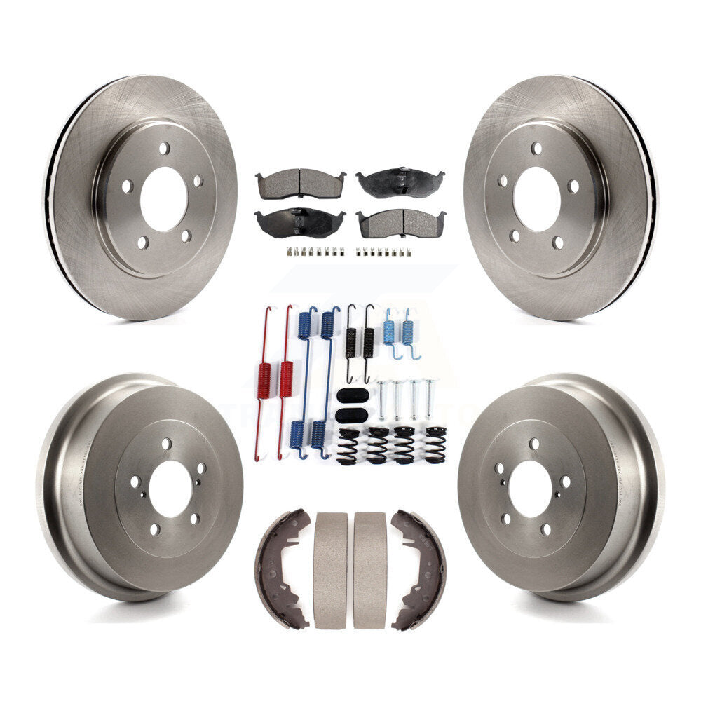 Front Rear Brake Rotors Semi-Metallic Pad Drum Kit (7Pc) For Dodge Caravan Grand Plymouth K8F-105270