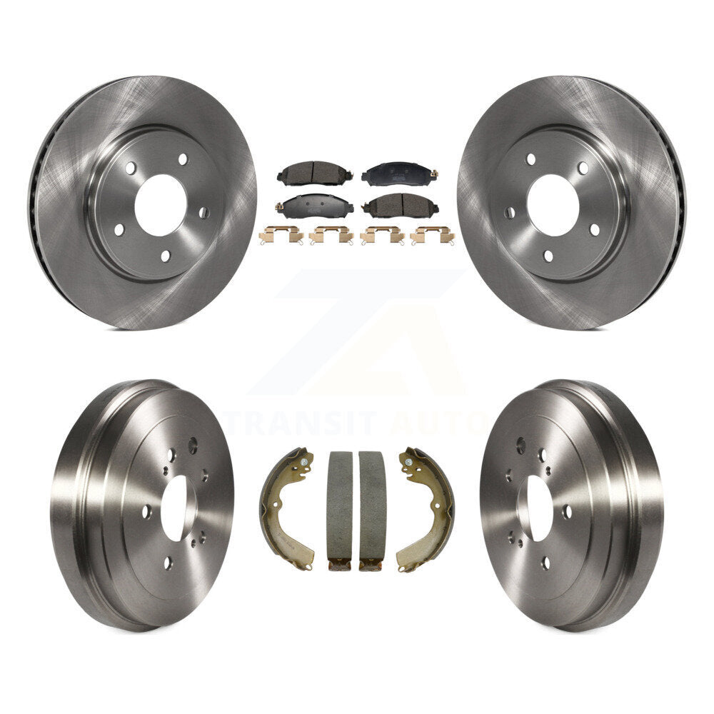 Front Rear Brake Rotor Semi-Metallic Pad & Drum Kit For Nissan NV200 Without Taxi Package K8F-105278