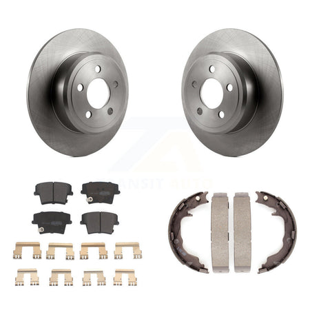 Rear Disc Rotors Semi-Metallic Pads And Parking Brake Shoes Kit For Dodge Avenger K8F-105292
