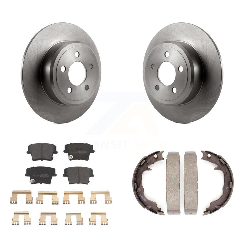 Rear Disc Rotors Semi-Metallic Pads And Parking Brake Shoes Kit For Dodge Avenger K8F-105292