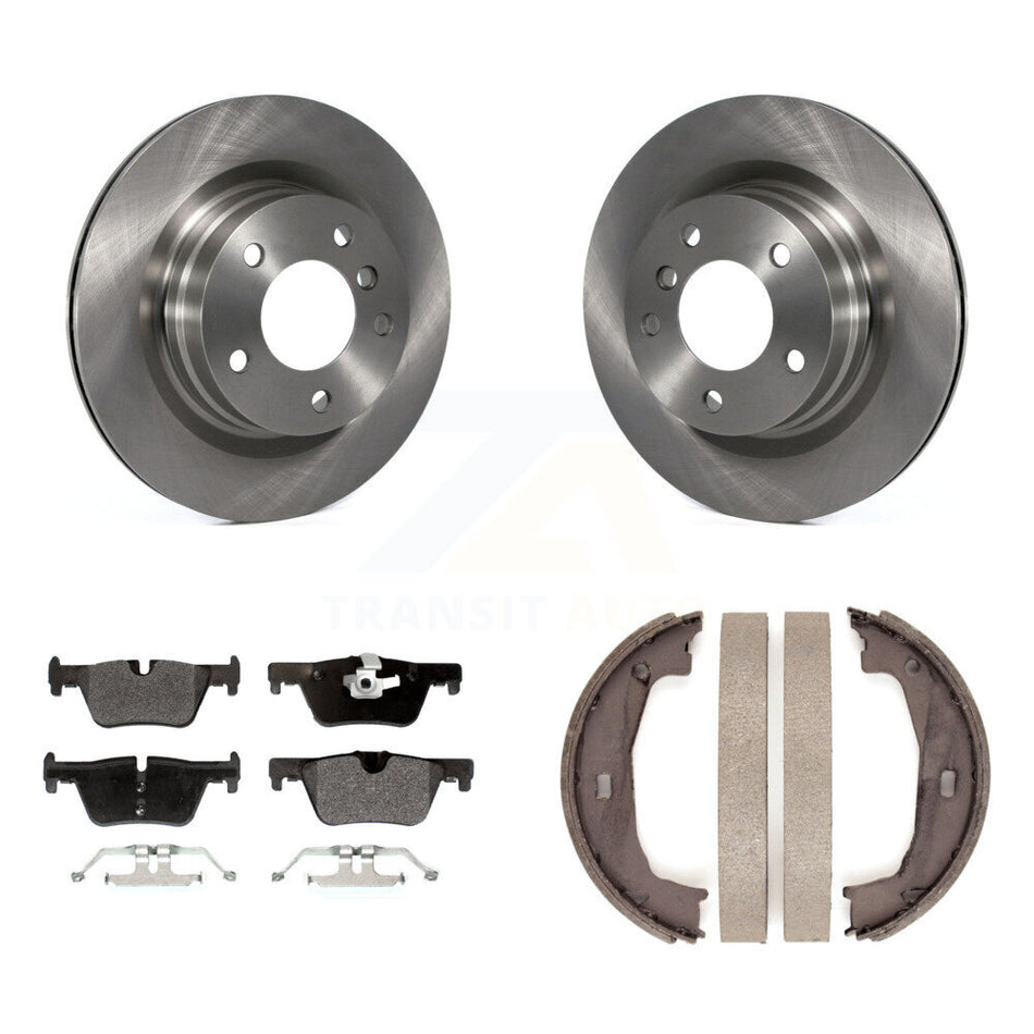 Rear Disc Rotors Semi-Metallic Pads And Parking Brake Shoes Kit For BMW 328i K8F-105294