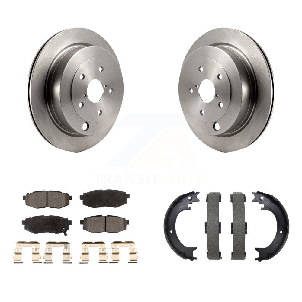 Rear Disc Rotors Semi-Metallic Pads And Parking Brake Shoes Kit For Subaru Tribeca B9 K8F-105301