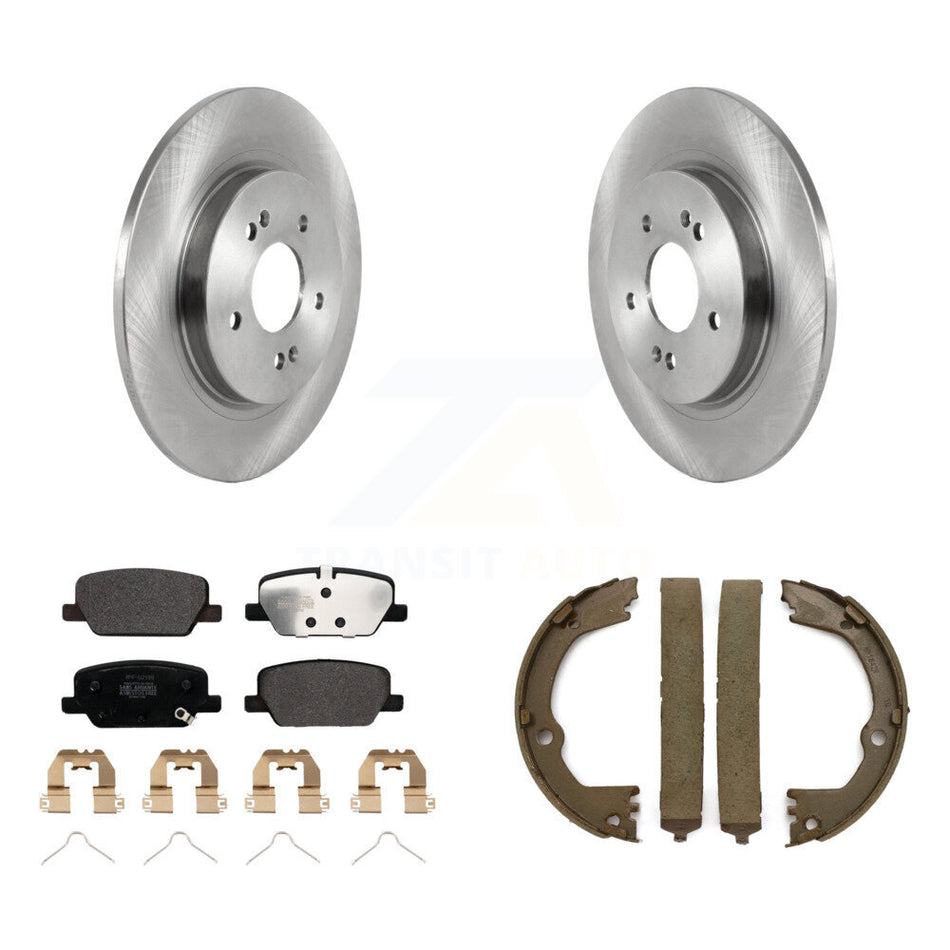Rear Disc Rotors Semi-Metallic Pads And Parking Brake Shoes Kit For Hyundai Santa Fe K8F-105306