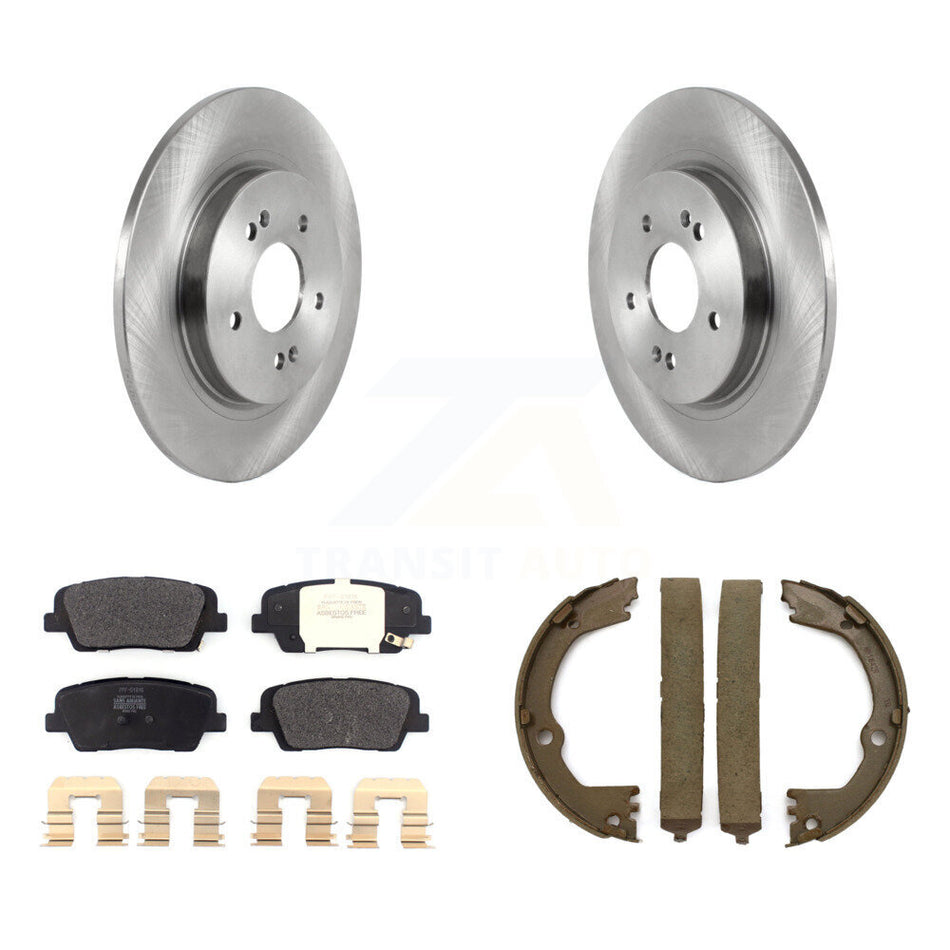 Rear Disc Rotors Semi-Metallic Pads And Parking Brake Shoes Kit For Hyundai Santa Fe K8F-105307