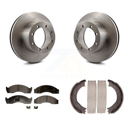 Rear Disc Rotors Semi-Metallic Pads Parking Shoes Kit For Ford E-450 Econoline Super Duty K8F-105317