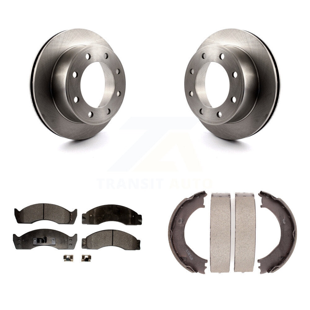 Rear Disc Rotors Semi-Metallic Pads Parking Shoes Kit For Ford E-450 Econoline Super Duty K8F-105318