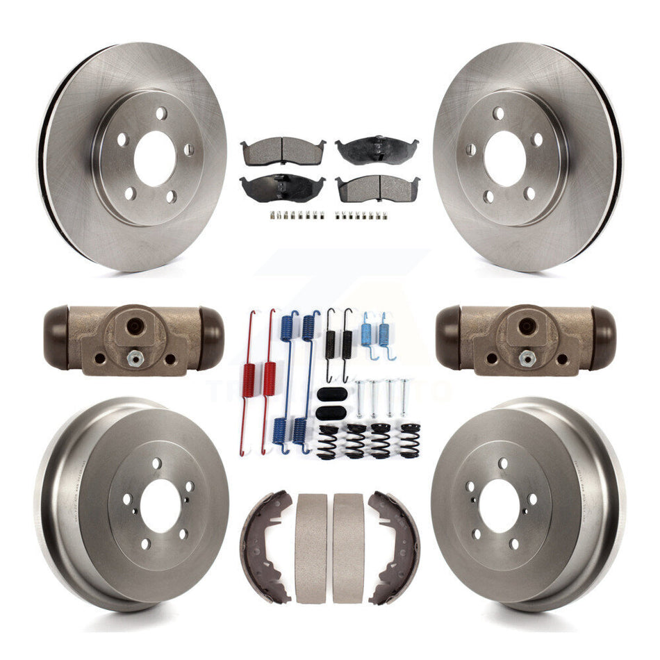 Front Rear Disc Brake Rotor Semi-Metallic Pad & Drum Kit (9Pc) For Chrysler Grand Voyager K8F-105334