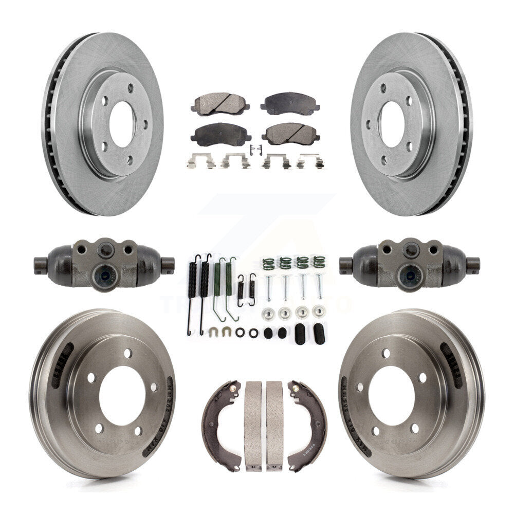 Front Rear Disc Brake Rotors Semi-Metallic Pads And Drum Kit (9Pc) For Mitsubishi Lancer K8F-105339