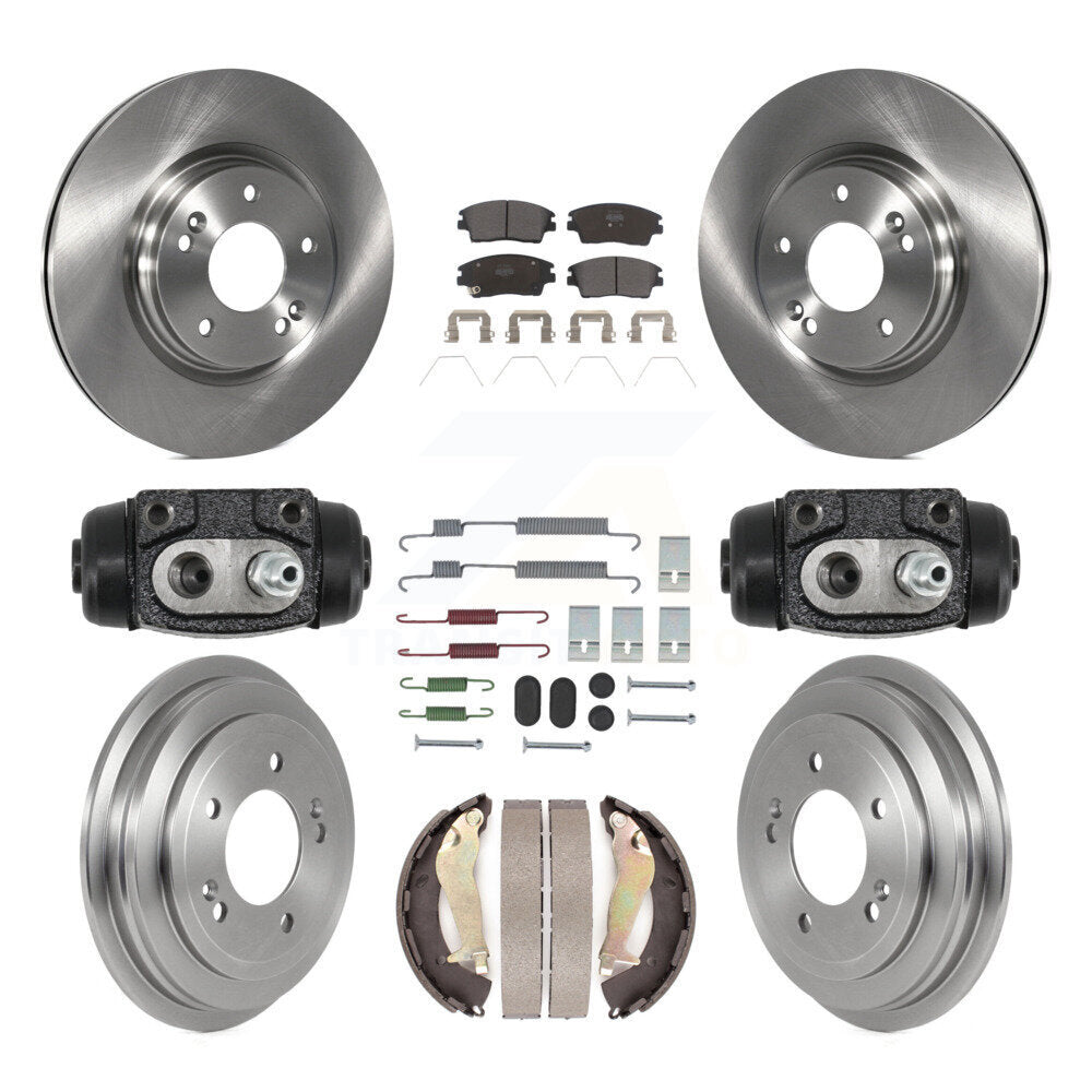 Front Rear Brake Rotors Semi-Metallic Pad & Drum Kit (9Pc) For 17-19 Hyundai Elantra 1.6L K8F-105341