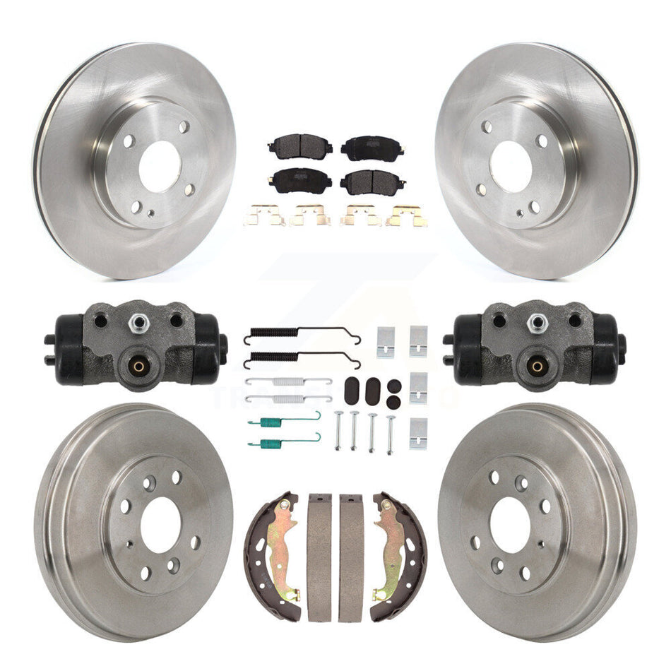 Front Rear Disc Brake Rotors Semi-Metallic Pad & Drum Kit (9Pc) For Toyota Yaris iA Scion K8F-105344
