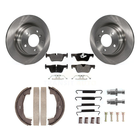Rear Disc Rotors Semi-Metallic Pads Parking Brake Shoes And Hardware Kit For BMW 328i K8F-105358