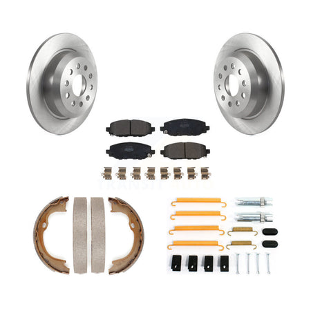 Rear Disc Rotors Semi-Metallic Pads Parking Shoes Hardware Kit For Jeep Wrangler Rubicon K8F-105364