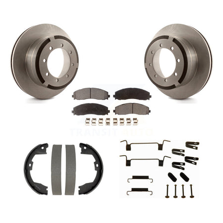 Rear Disc Rotors Semi-Metallic Pads Parking Shoes Hardware Kit For Ford F-450 Super Duty K8F-105378