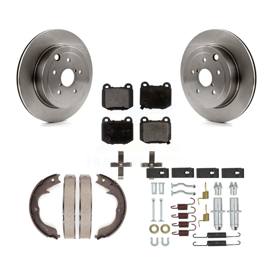 Rear Disc Rotors Semi-Metallic Pads Parking Brake Shoes & Hardware Kit For Subaru Impreza K8F-105386