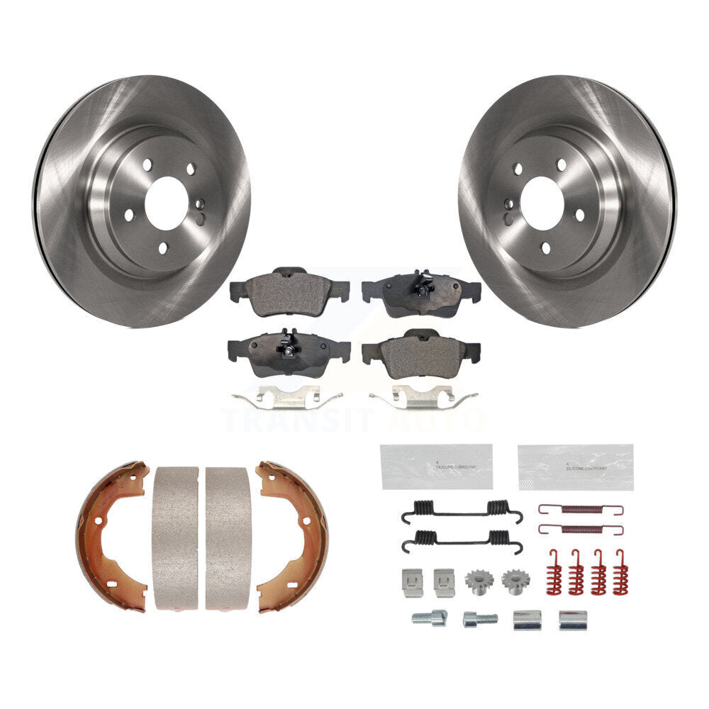 Rear Disc Rotors Semi-Metallic Pads Parking Shoes & Hardware Kit For Mercedes-Benz SL550 K8F-105397