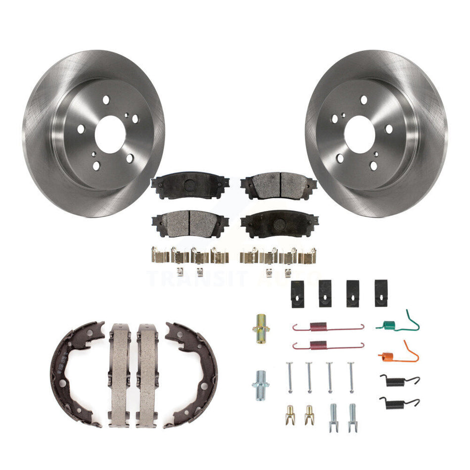 Rear Disc Rotors Semi-Metallic Pads Parking Brake Shoes And Hardware Kit For Toyota Camry K8F-105398