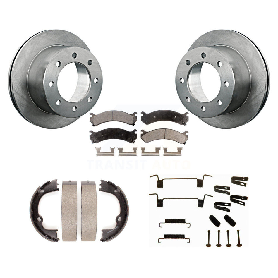 Rear Disc Rotors Semi-Metallic Pads Parking Shoes And Hardware Kit For GMC Sierra 3500 HD K8F-105399