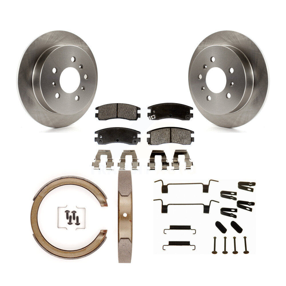 Rear Disc Rotors Semi-Metallic Pads Parking Shoes Hardware Kit For Buick LaCrosse Allure K8F-105401