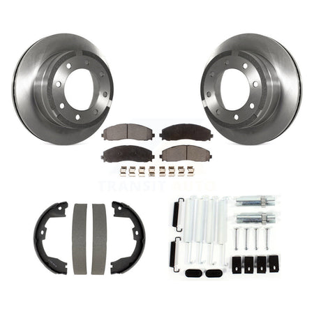 Rear Disc Rotors Semi-Metallic Pads Parking Shoes Hardware Kit For Ford F-350 Super Duty K8F-105402