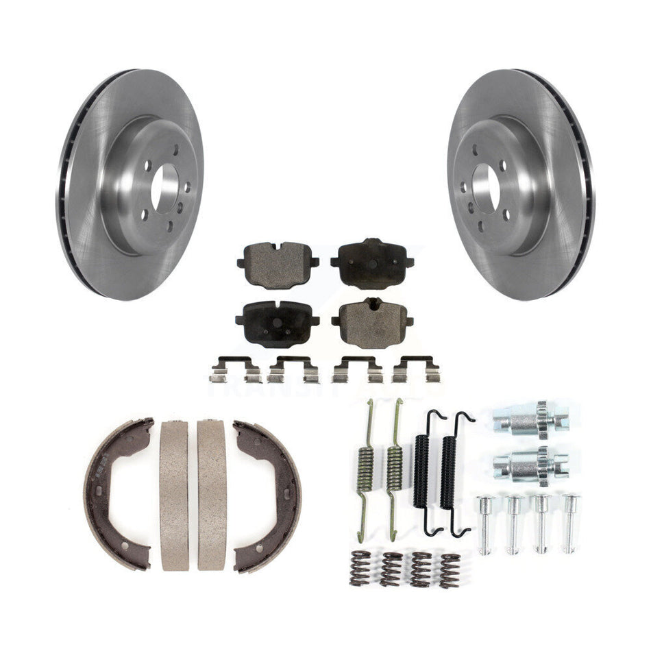 Rear Disc Rotors Semi-Metallic Pads Parking Shoes & Hardware Kit For 2011 BMW 550i xDrive K8F-105404