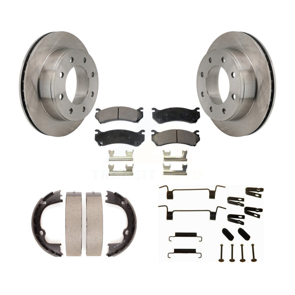 Rear Disc Rotors Semi-Metallic Pads Parking Shoes & Hardware Kit For 2008-2009 Hummer H2 K8F-105407